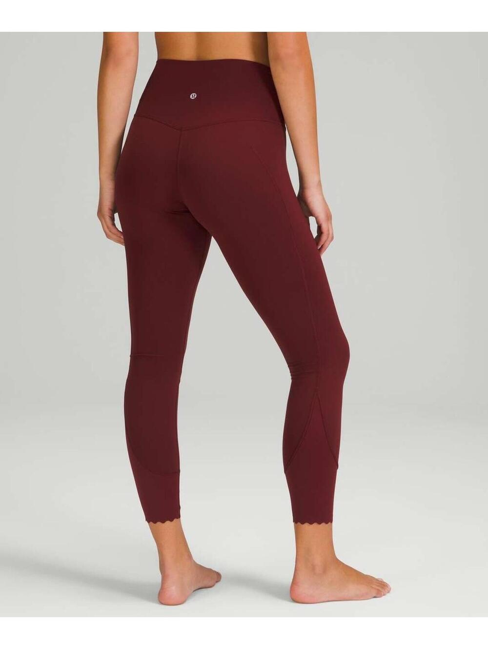 Lululemon Align Scalloped Hem Red Merlot Leggings  Sz 4 Yoga Gym Pants